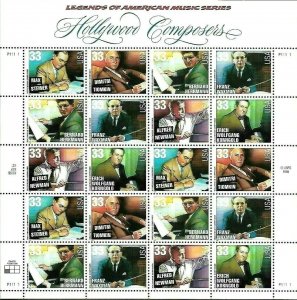 SCOTT 3339-44 SOUVENIR SHEET HOLLYWOOD COMPOSERS 33 CENT MNH