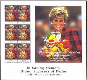 TURKS CAICOS SHEET MNH LADY DI DIANA PRINCESS WALES ROYALTY