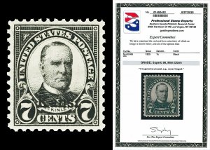Scott 665 1929 7c Kans. Overprint Mint Graded Superb 98 NH with PSE CERT