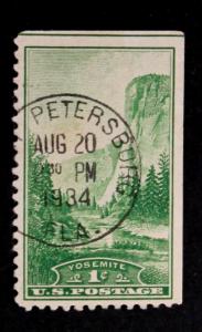 U.S. Stamp Sc #740 SOTN EARLY USE  Aug 20, 1934 (1Month after Issue Date) 