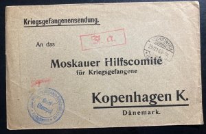 1916 Sachen Germany Cover To Prisoner Of War POW Red Cross Copenhagen Denmark
