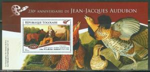 TOGO 2015 230th BIRTH ANNIVERSARY OF JOHN JAMES AUDUBON SOUVENIR SHEET  MINT NH