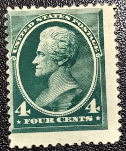 Scott Stamp# 211 - 1883 4¢ Jackson Blue Green.  MNH, OG.  SCV $800.00