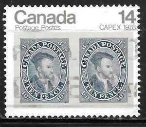 Canada 754i: 14c Pair of 1855 10d Jacques Cartier stamps, used, F-VF