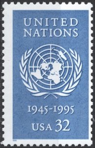 SC#2974 32¢ United Nations, 50 Years Single (1995) MNH