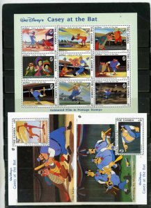 GAMBIA 1993 DISNEY CASEY AT THE BAT SHEET OF 9 STAMPS & 2 S/S MNH 