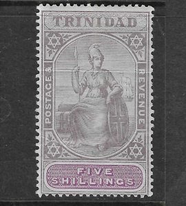 TRINIDAD SCOTT #101 1904-09 5 SHILLINGS WMK 3 - MINT LIGHT HINGED (SOFT LINE)