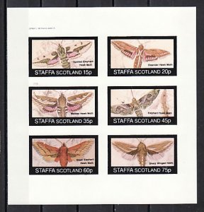 Staffa Scotland Local. 1982 issue. Moths IMPERF sheet of 6. ^