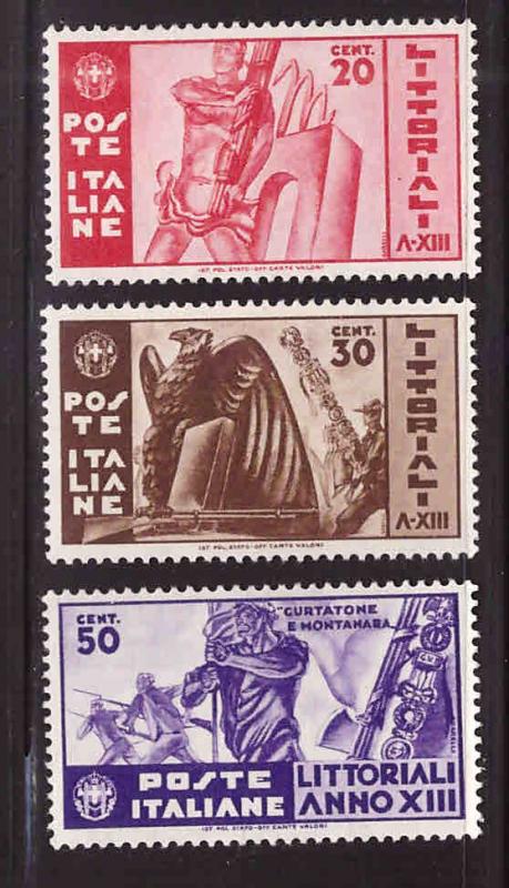 Italy Scott 342-344 MH* 1935 stamp set  CV $8.10