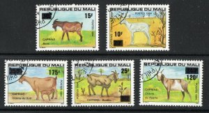 Thematic stamps Mali 1984 revaluation on goats 1007/11 used