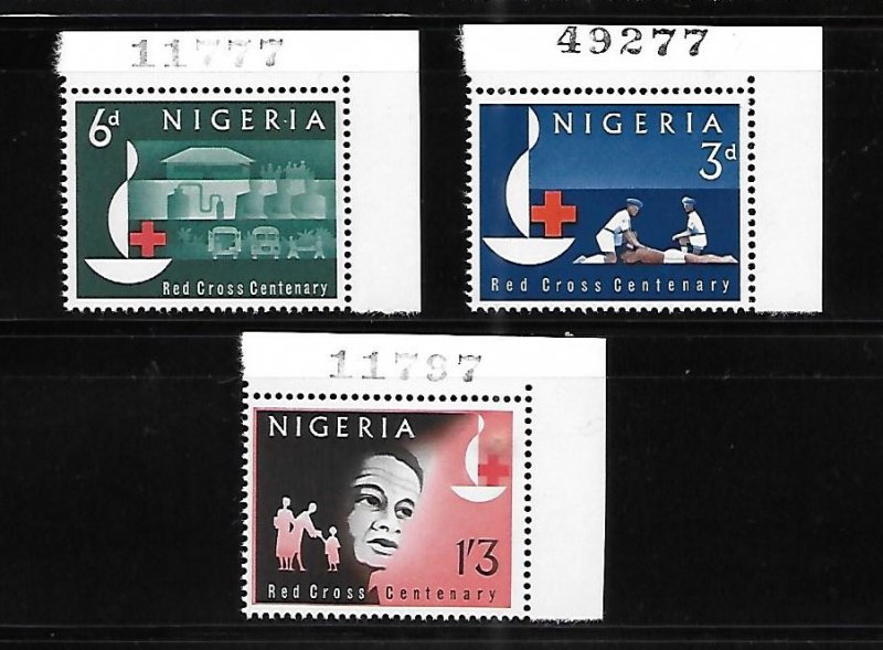 Nigeria 1963 Red Cross Centenary Sc 147-149 MNH A1661