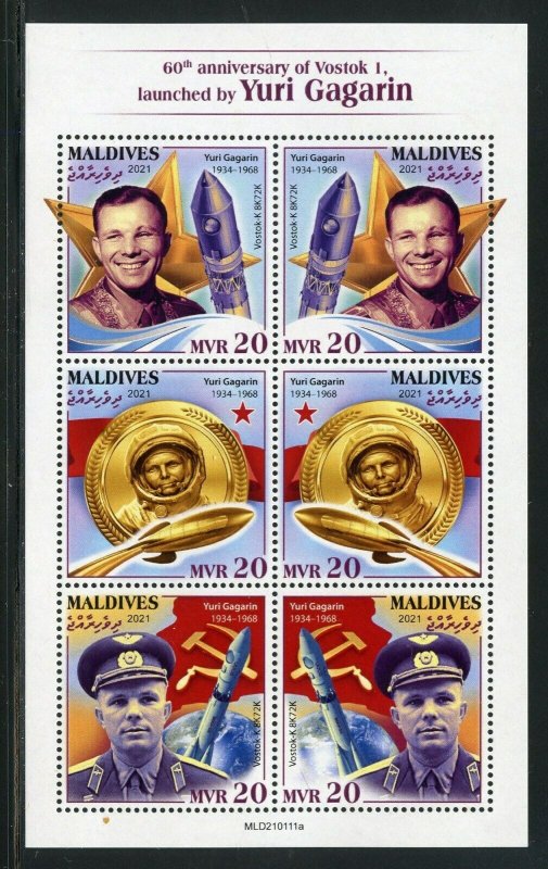 MALDIVE 2021 60th ANN OF GAGARIN'S SPACE LAUNCH  SHEET MINT NEVER HINGED