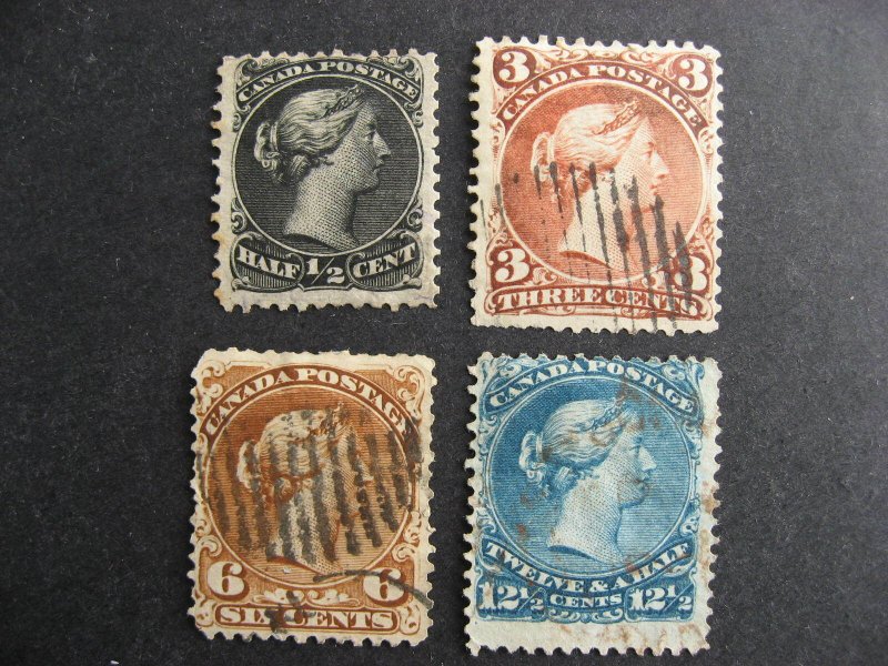 Canada 4 large queens used Sc 21, 25, 27, 28 mixed condition see pictures