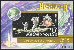 Hungary C295 imperf,MNH.Michel 2519 Bl.72B. Moon landing,1969.Apollo 11.