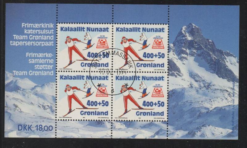 Greenland Sc B19a 1994 Olympics stamp sheet used