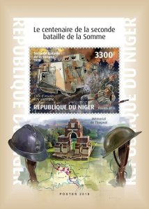 NIGER - 2018 - WWI, 2nd Battle of the Somme - Perf Souv Sheet -Mint Never Hinged