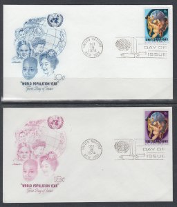 UN New York 252-253 Population Artmaster U/A Set of Two FDC