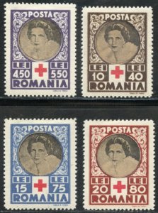 Romania Scott B247-B250 - 1945 Red Cross Semi-Postal - Unused VFLHOG - SCV $2.50