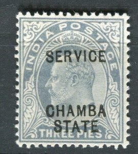 INDIA CHAMBA; 1903-05 Ed VII. SERVICE Optd. issue Mint hinged Shade of 3p.