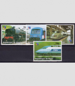 Niger 1998 Trains & Locomotives set (4) values Perforated Mint (NH) VF