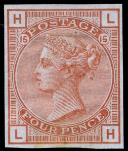 SG152, 4d vermilion plate 15, LH MINT. IMPERF COLOUR TRIAL. LH