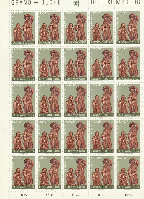 B282-B286 Luxembourg Semi-Postal Mint OGNH sheets of 25