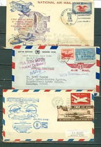 US  1938/48/51 LOT of (3) AIRMAIL COVERS...NICE CACHETS & VIGNETTE