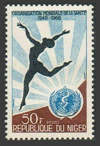 Niger 206,MNH.Michel 185. WHO,20th Ann.1968.Woman dancing.