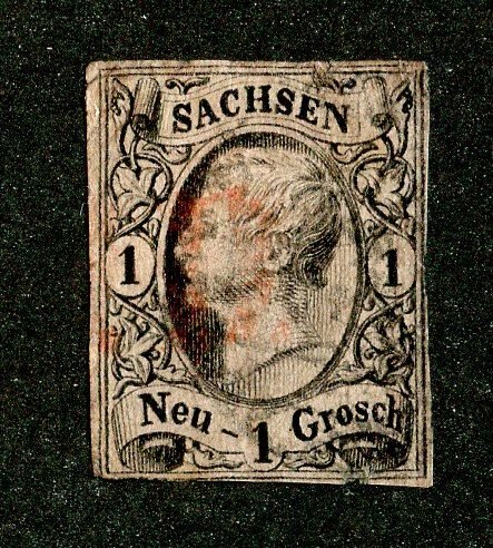1855 Saxony Sc #10 used cv.$8 ( 2564 WWX )