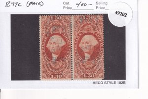 U.S. Revenue, Sc R77c, $1.30 Foreign Exchange, used pair, cds canx (49202)