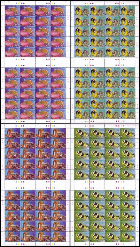 Nauru WWF Anemones and Anemonefish 4 Full Sheets of 40 stamps 40 sets SG#566-569