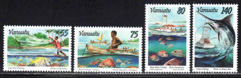 Vanuatu # 669-72 ~ Cplt Set of 4 ~  Fishing, Net ~ MInt, NH (1996)