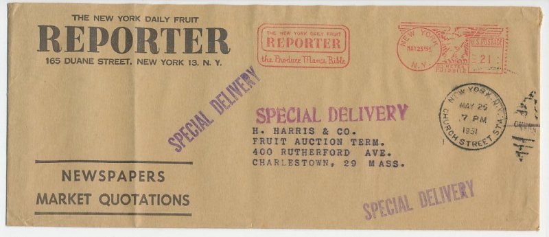 Meter cover USA 1951 Reporter - New York Daily Fruit - Man s Bible