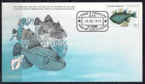 St. Tome FDC card Sc 549 Cousteau Society Triggerfish  L83