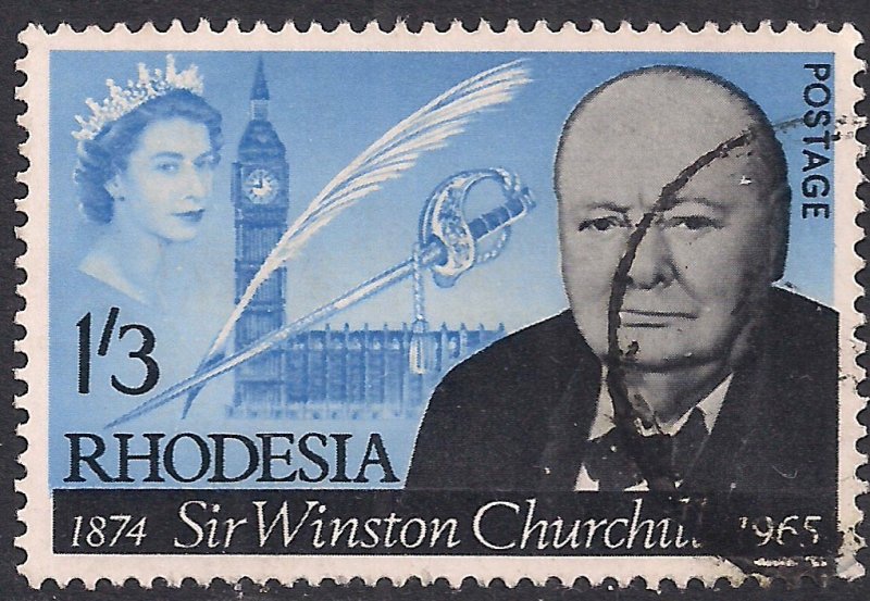 Rhodesia 1965 QE2 1/-3d Sir Winston Churchill Used SG 357 ( J949 )