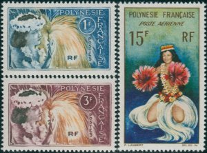 French Polynesia 1964 Sc#208-C30,SG33-35 Tahitian Dancers set MNH