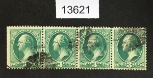 MOMEN: US STAMPS # 184 STRIP OF 4 USED LOT #13621