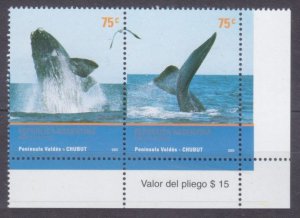 2002 Argentina 2766-2767Paar+Tab Marine fauna - Whales 2,00 €