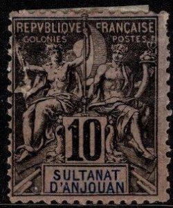 1892 Anjouan Scott #- 5 10 Centimes Navigation and Commerce Unused