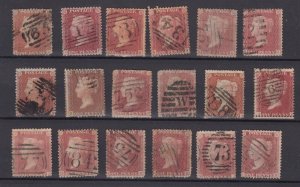 GB QV 1d Red Stars Unchecked Collection Of 18 Fine Used BP9048