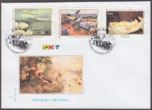 CROATIA Sc #313-5 FDC - PAINTINGS by CROATIAN PAINTERS