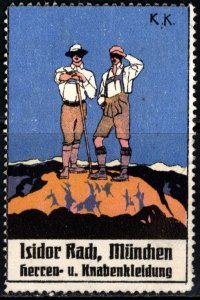 Vintage Germany Poster Stamp Isidor Rah, Munich Men's And Boys' Clo...