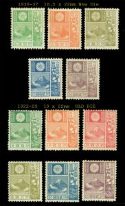 JAPAN 1922-37 Mount FUJI complete sets Sc# 171-176 + 171a-176a (Old Die) mint MH