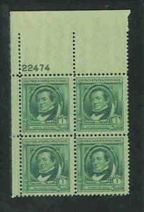 #859 Irving Plate Block Mint Never Hinged