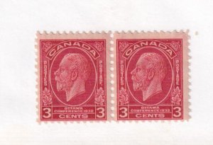 CANADA # 192 VF-MNH KGV PAIR 3cts MEDALLIONS WITH THE BROKEN 'E' VARIETY