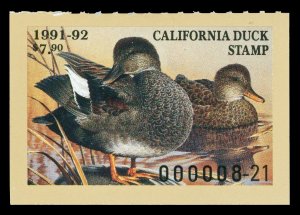 Scott CA22 1991 $7.90 California Duck Stamp Mint VF OG NH