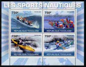 Togo 2010 Water Sports #1 perf sheetlet containing 4 valu...