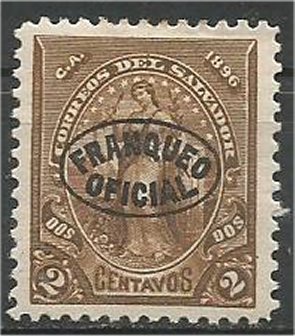 EL SALVADOR, 1896, MH 2c, Overprint Scott O2