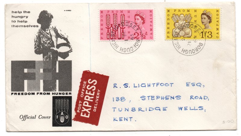 GB 1963 Freedom from Hunger Phosphor FDC Borough High Street CDS WS31398 