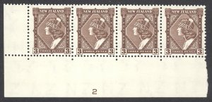 New Zealand Sc# 190 MNH Strip/4 1935 3p Maori Girl